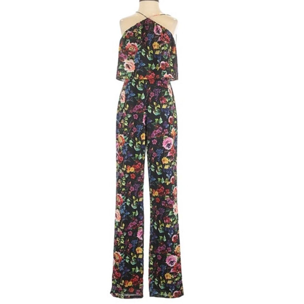 Aidan Aidan Mattox Halter Jumpsuit Multi Floral Printed Size 0
